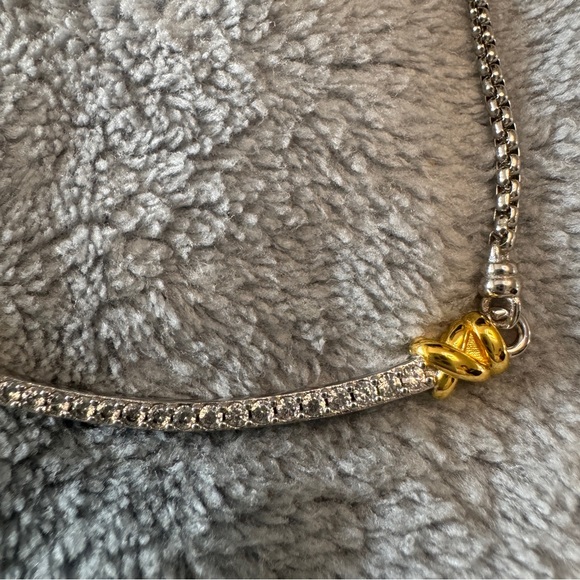 David Yurman Sterling Silver Bar Necklace With 18k Yellow Gold - Picture 14 of 14